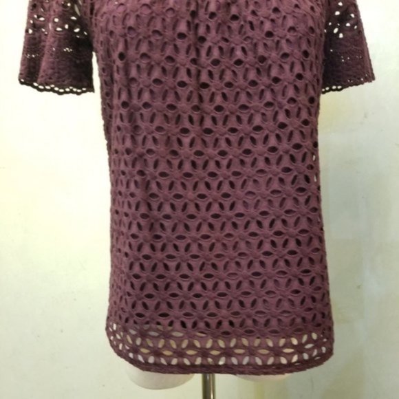 J. Crew Eyelet purple Top size 00 (H6) - Picture 2 of 8